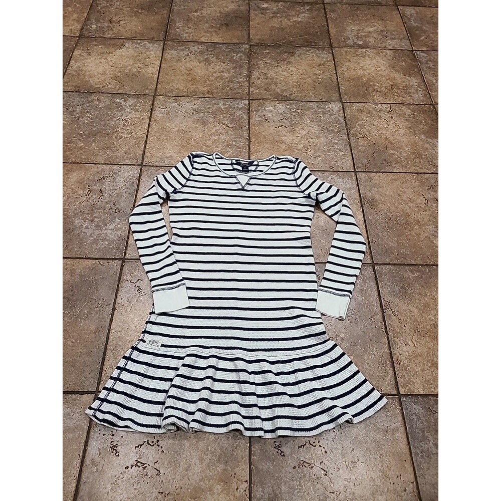 Girls Polo Ralph Lauren Ribbed Stripe Dress  size kids 16 Length 30